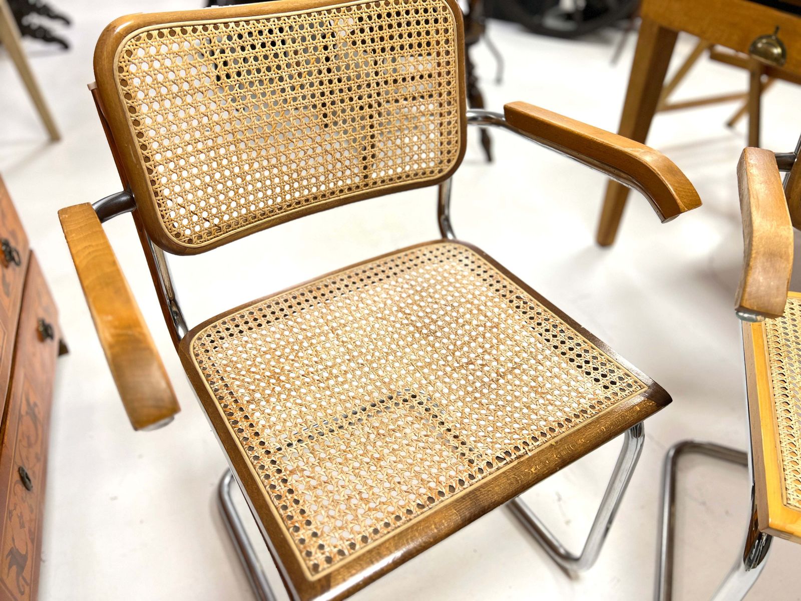 Marcel Breuer Cesca Dining Chairs, Set Of Four, Cane And Chrome Frames photo vinterior
