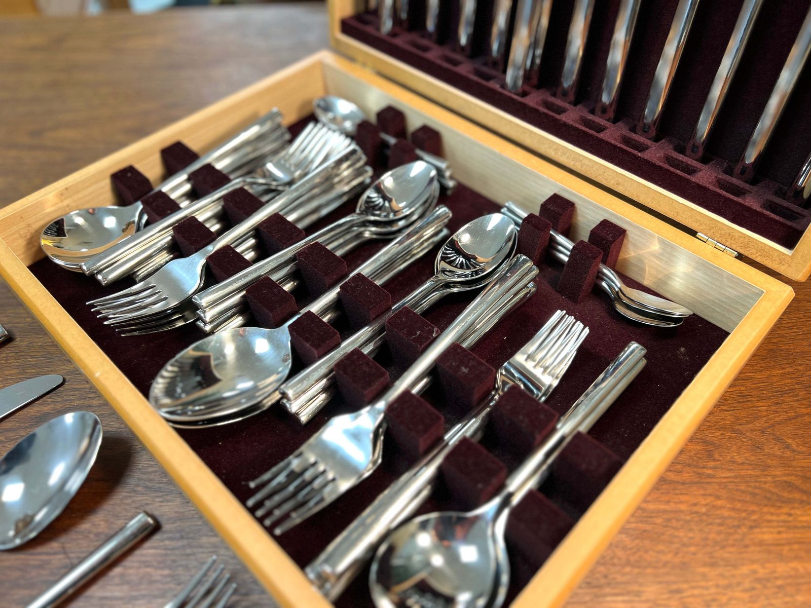 Arthur Price Cutlery Set, 60 Piece, Stainless Steel In Wooden Box photo for sale