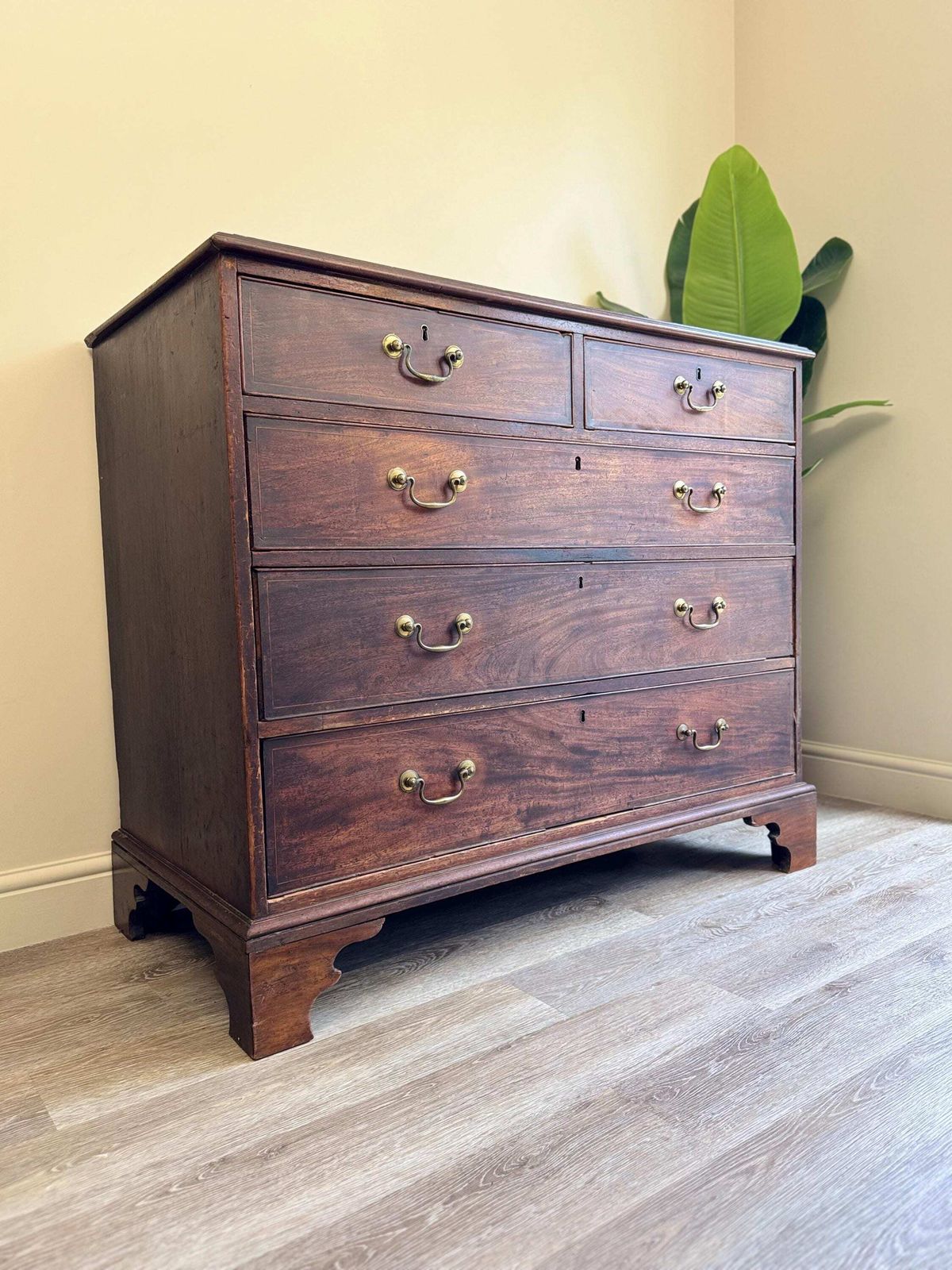 Antique Georgian Solid Wood Extra Large Chest Of Drawers Mahogany Oak photo furniture