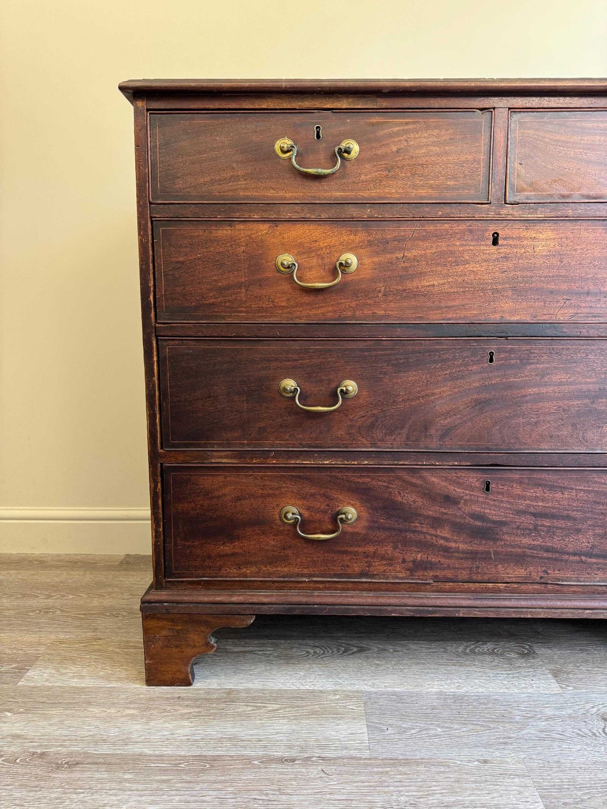 Antique Georgian Solid Wood Extra Large Chest Of Drawers Mahogany Oak photo Furniture