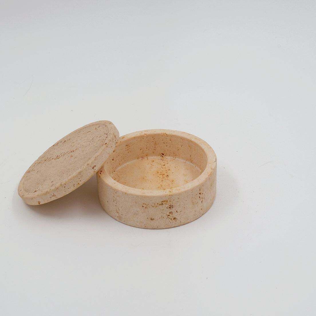 Midcentury Decorative Box In Travertine Enzo Mari Style, Italy 1970s photo for sale