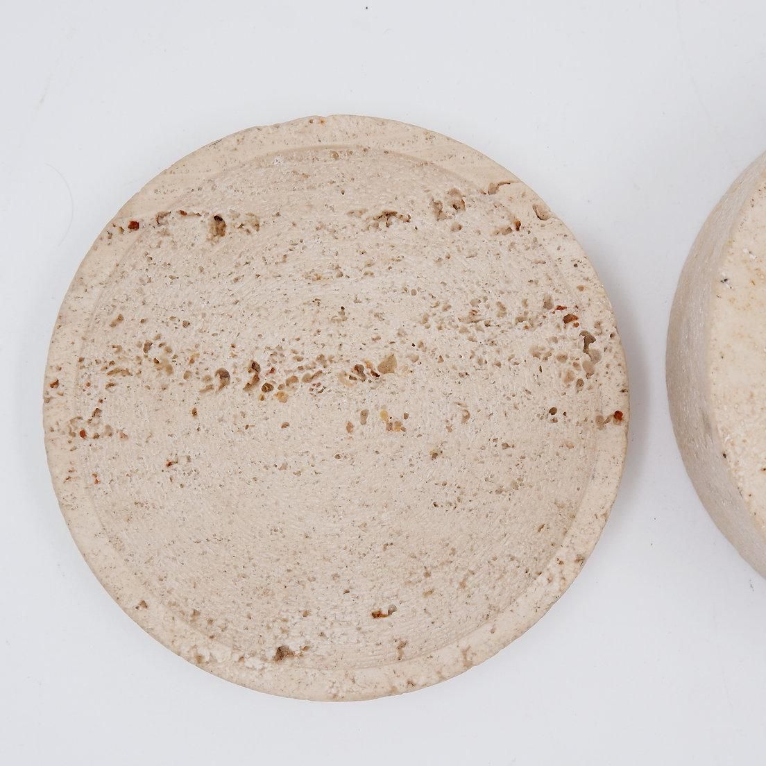 Midcentury Decorative Box In Travertine Enzo Mari Style, Italy 1970s photo vinterior