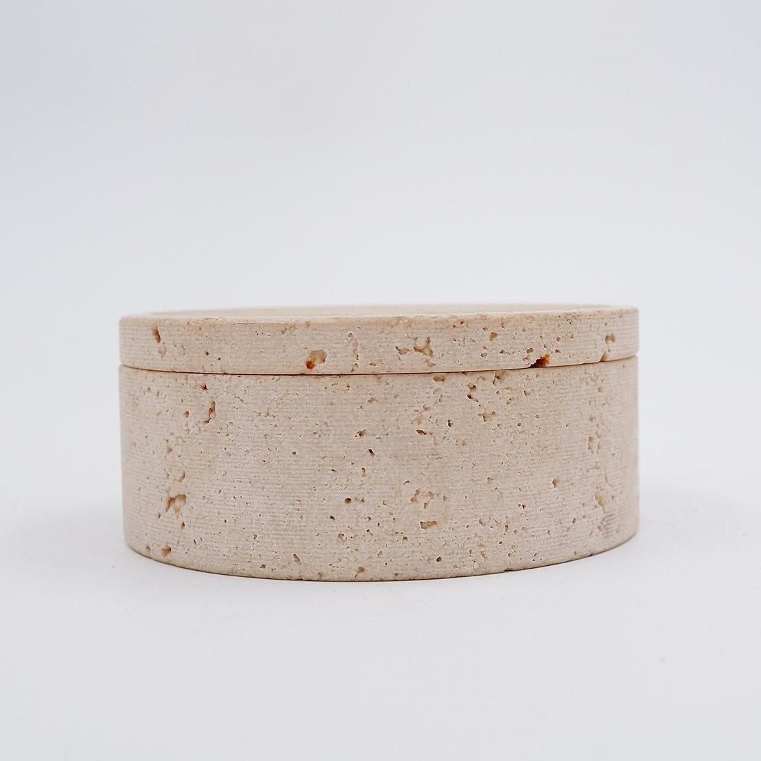 Midcentury Decorative Box In Travertine Enzo Mari Style, Italy 1970s photo vintage