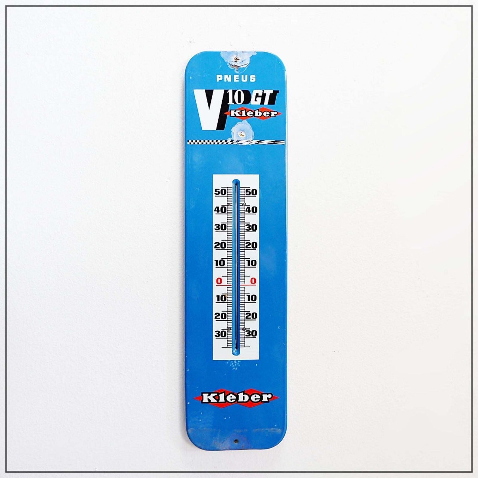 Kléber V10 Gt Enamel Plate Thermometer, Vintage Industrial, 1950s photo 417.0