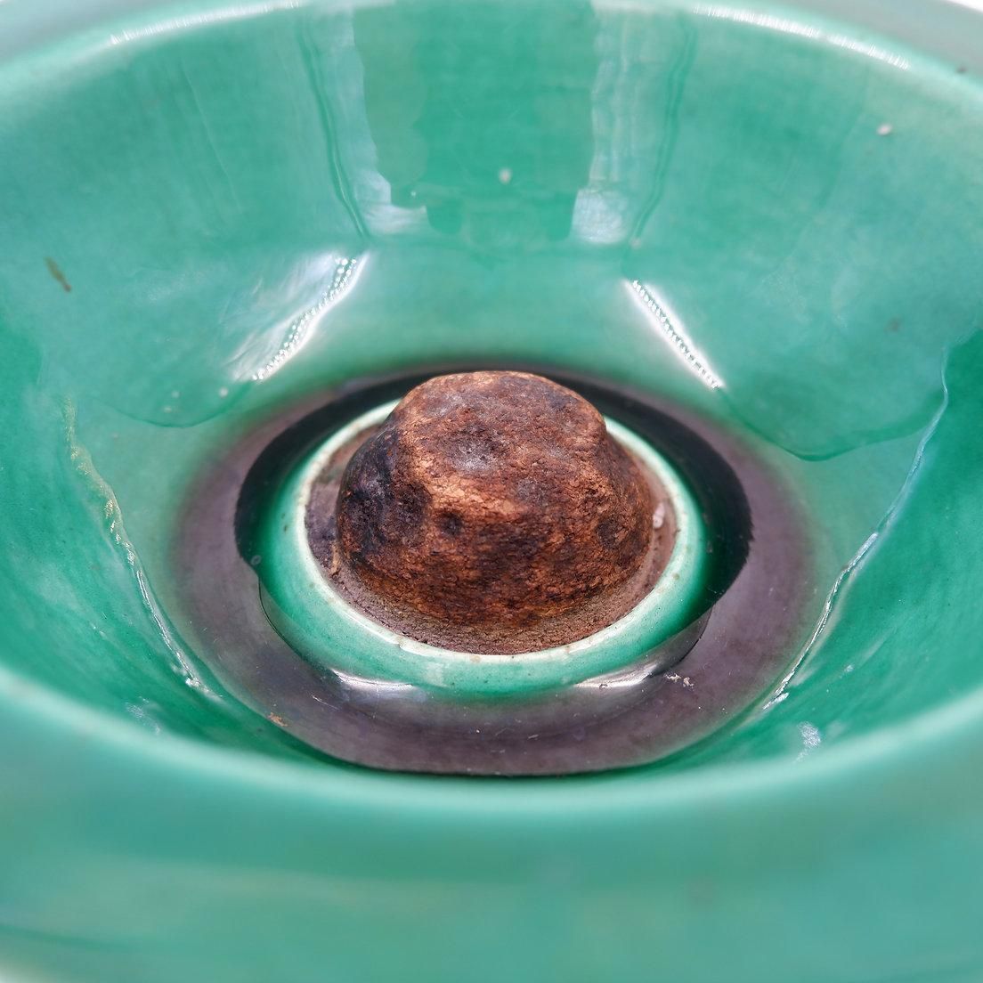 Vintage Ceramic And Leather Ashtray From The 1950s, In The Keramos Sèvres Style. photo for sale