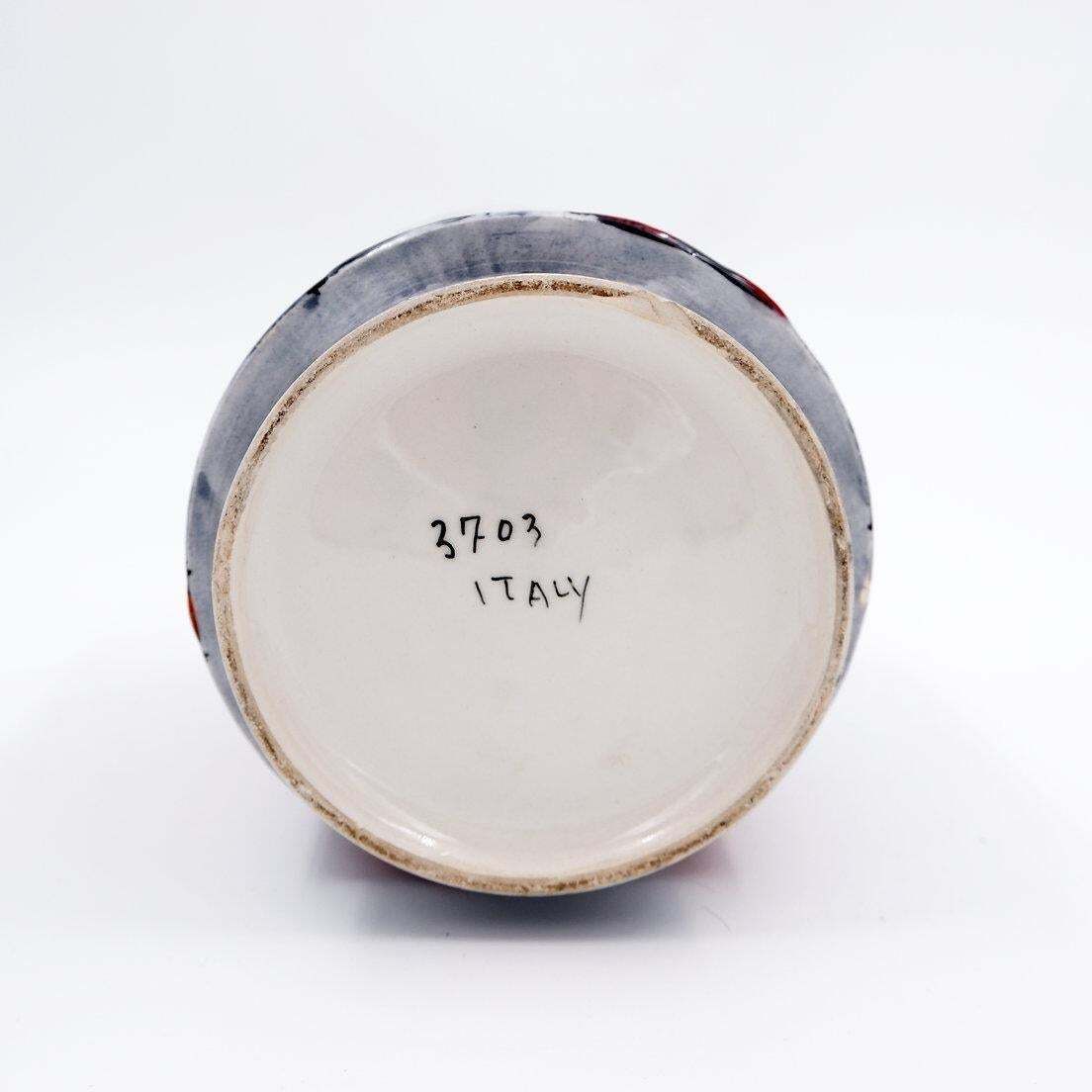 Italian Round Vase With Bottle And Floral Motifs   50/60s photo vinterior