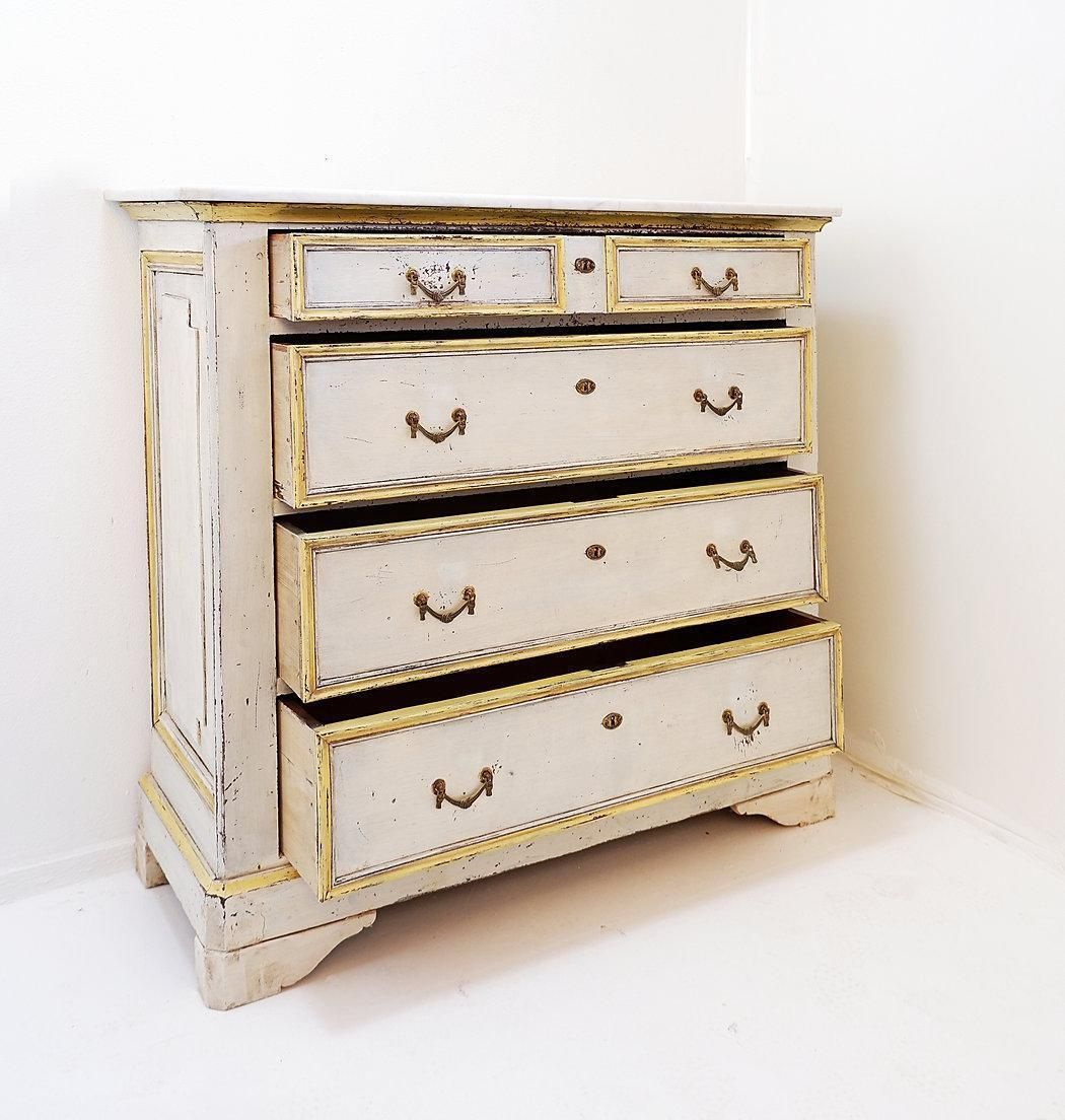 19th Century Antique Italian Chest Of Drawers With Marble Top photo for sale