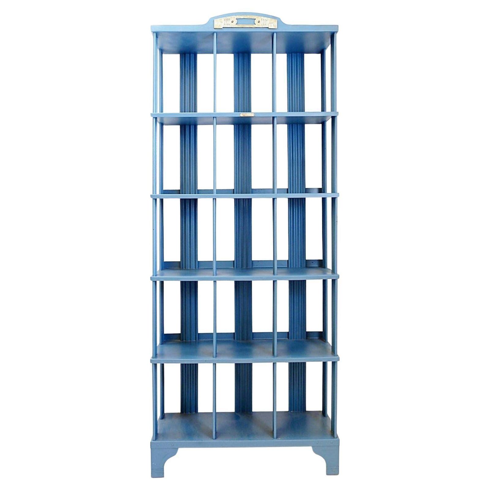 1920s Industrial Metal Shelving Unit By Strafor, Painted Finish