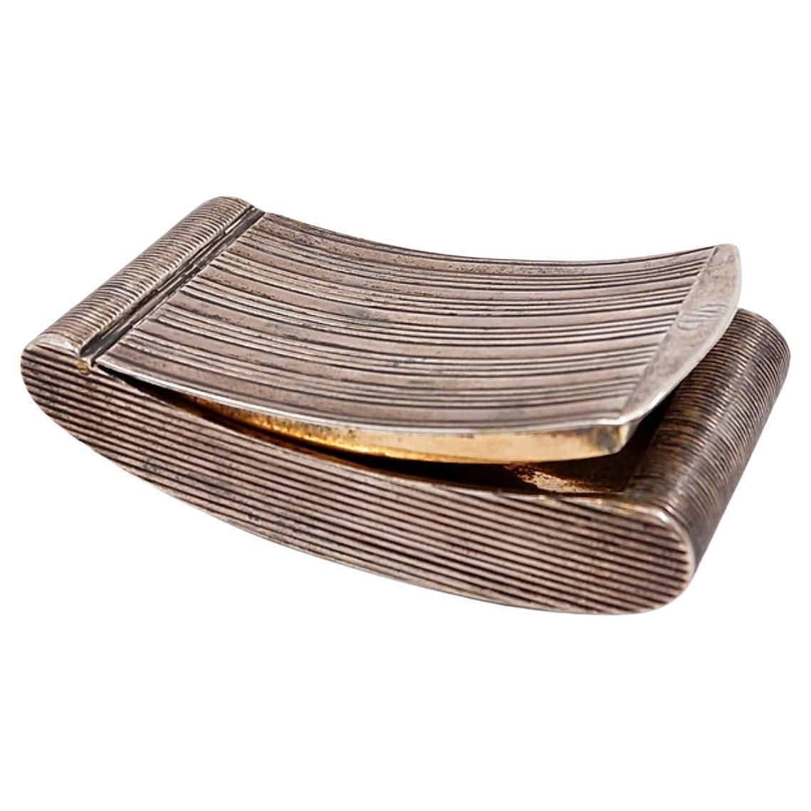 Curved Ribbed Silver Gilt Pocket Snuff Box   19th Century
