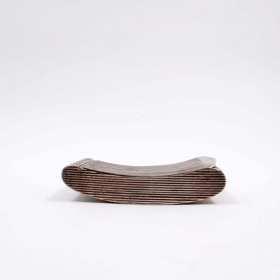 Curved Ribbed Silver Gilt Pocket Snuff Box   19th Century photo 408.0