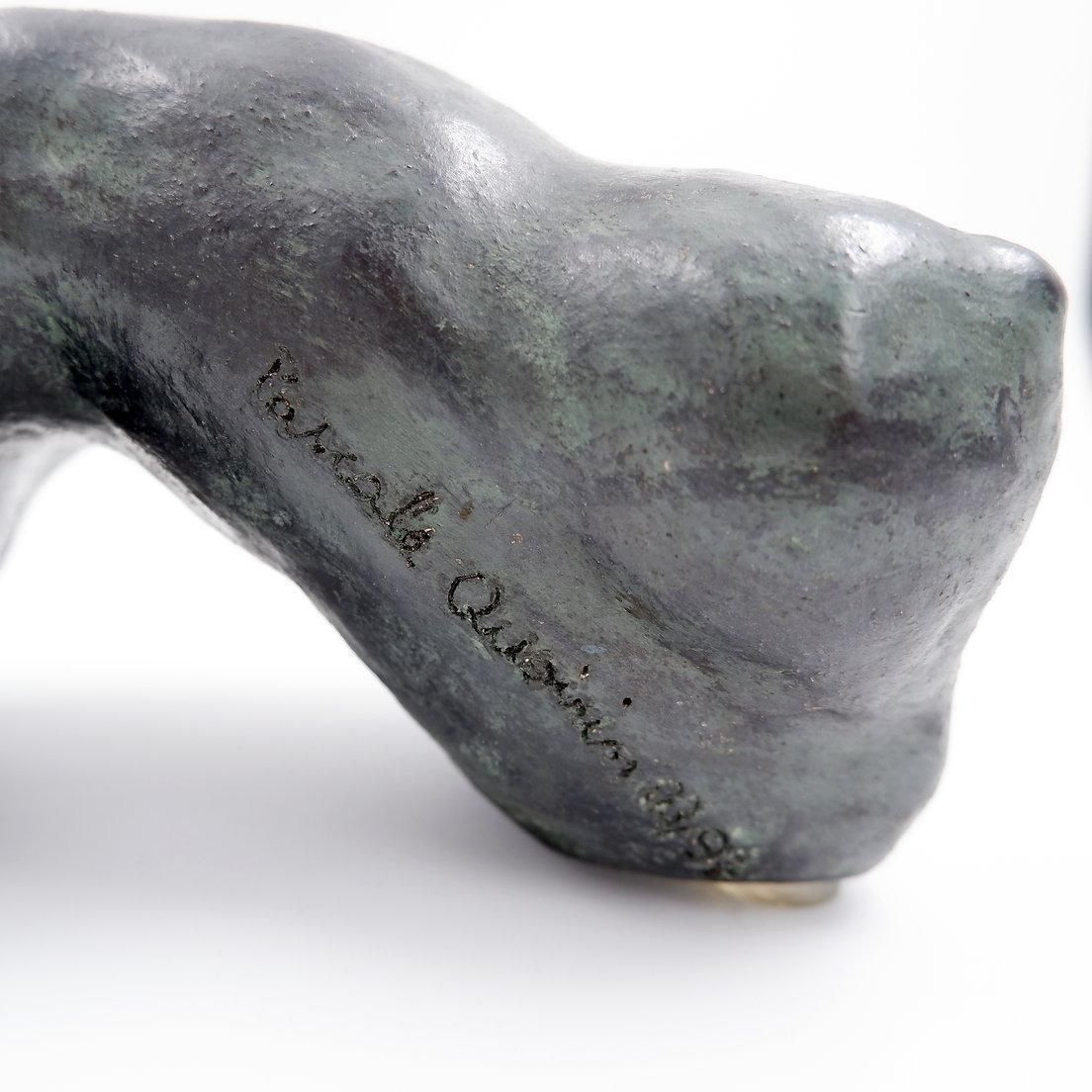 Bronze Colored Terracotta Nude Sculpture   Signed Pascale Quoirin And Dated photo vintage
