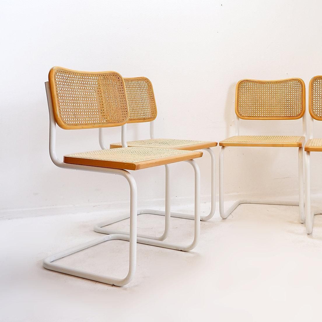 Mid Century Modern Set Of 4 Italian Cane Chairs In The Style Of Marcel Breuer photo Furniture