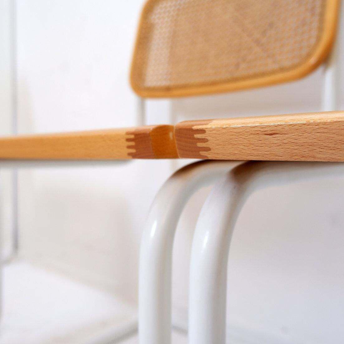 Mid Century Modern Set Of 4 Italian Cane Chairs In The Style Of Marcel Breuer photo vinterior
