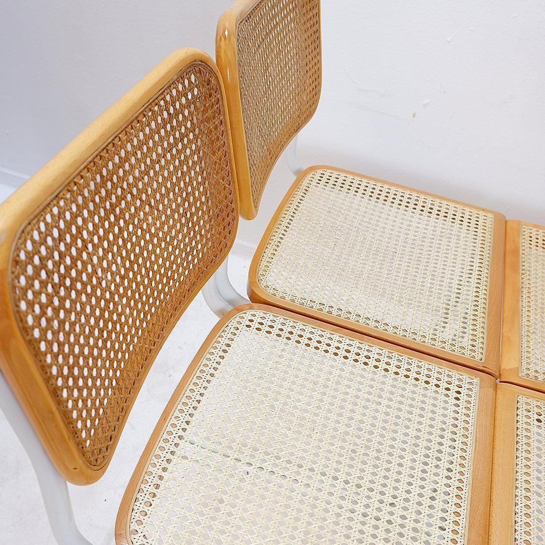 Mid Century Modern Set Of 4 Italian Cane Chairs In The Style Of Marcel Breuer photo buy