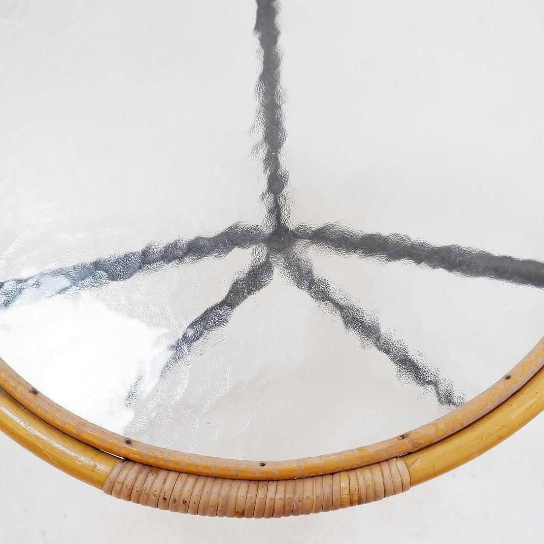 Mid Century Side Table In Bamboo, Metal And Glass  The Netherlands 1960s photo vintage