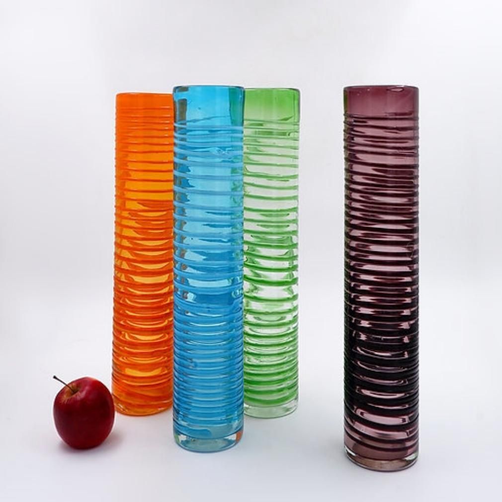 Set Of Four Mid Century Modern Murano Glass Spiral Vases, Italy photo furniture
