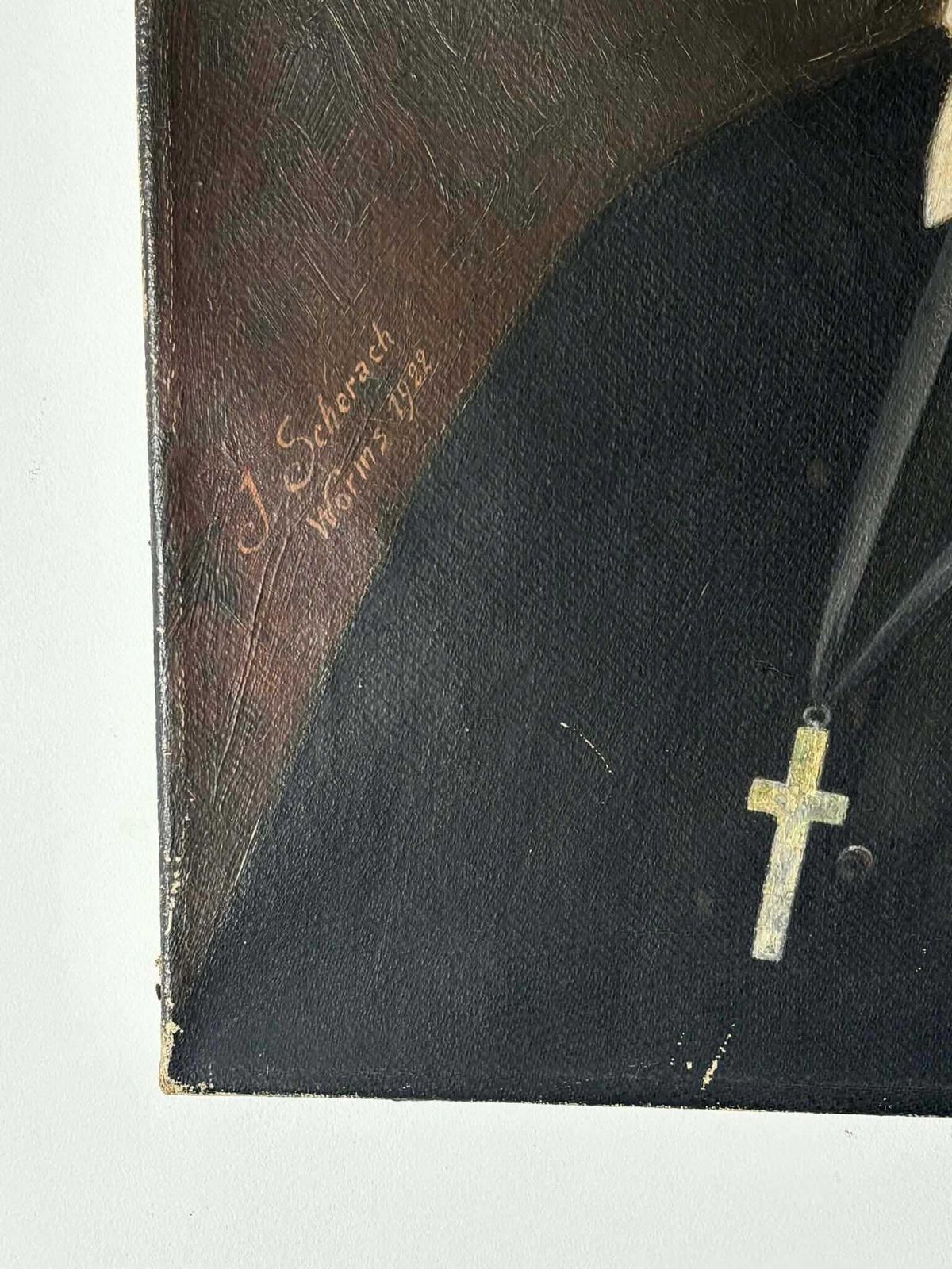 Antique German Portrait Of A Nun Oil Painting, Signed Oil On Canvas, Wall Art photo Art