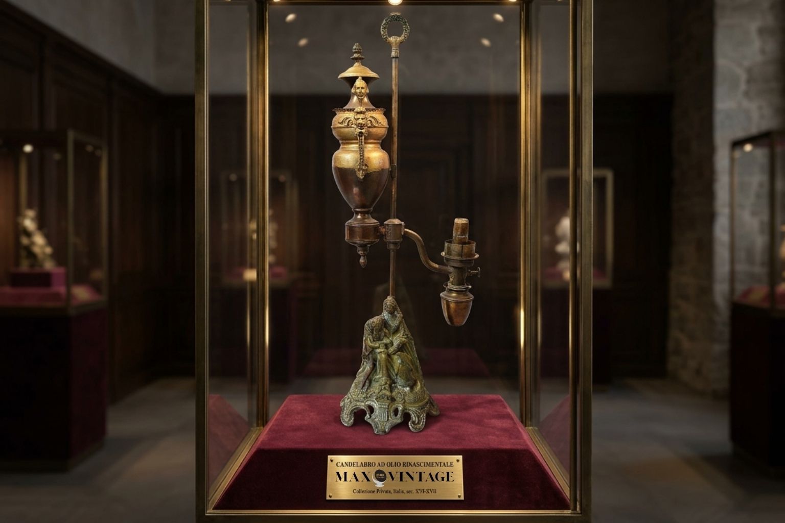 Splendida Lampada Da Tavolo In Bronzo – Stile Antico (XIX Secolo) – Pezzo Unico