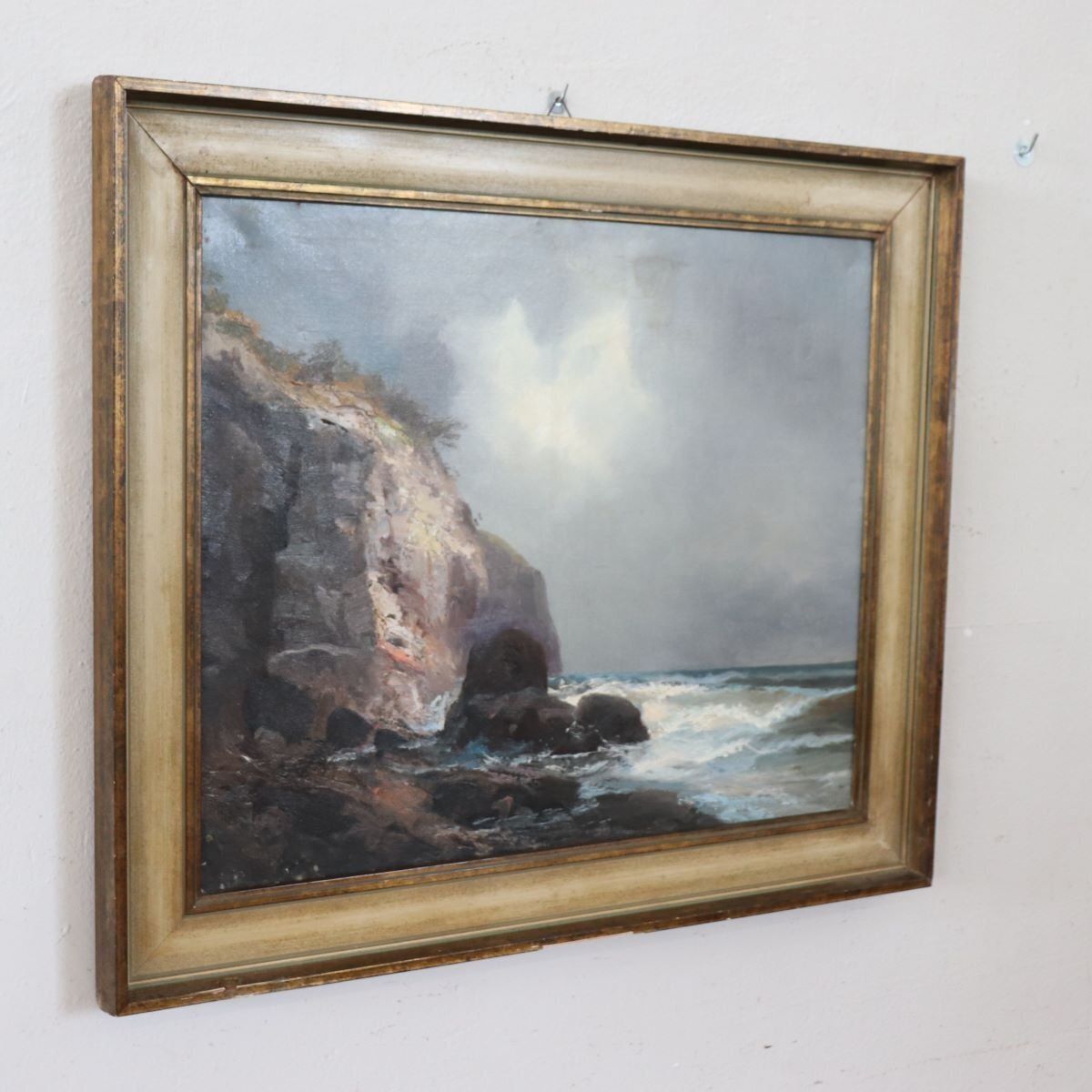 Seascape With Cliff, Oil Painting On Canvas, 20th Century, Framed photo 1353.0