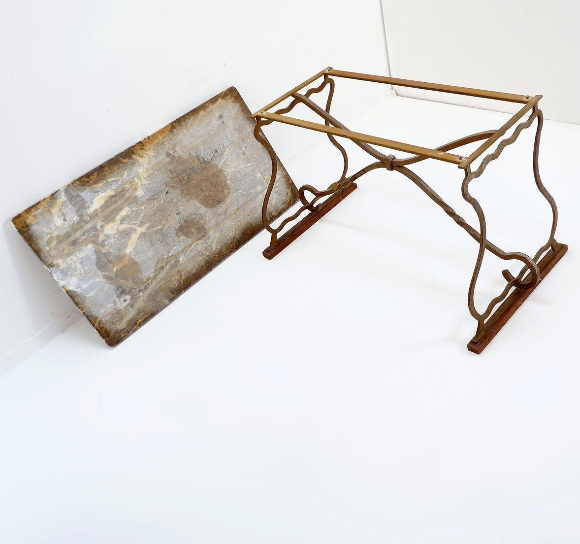 Wrought Iron And Marble Coffee Table In The Style Of Gilbert Poillerat photo buy