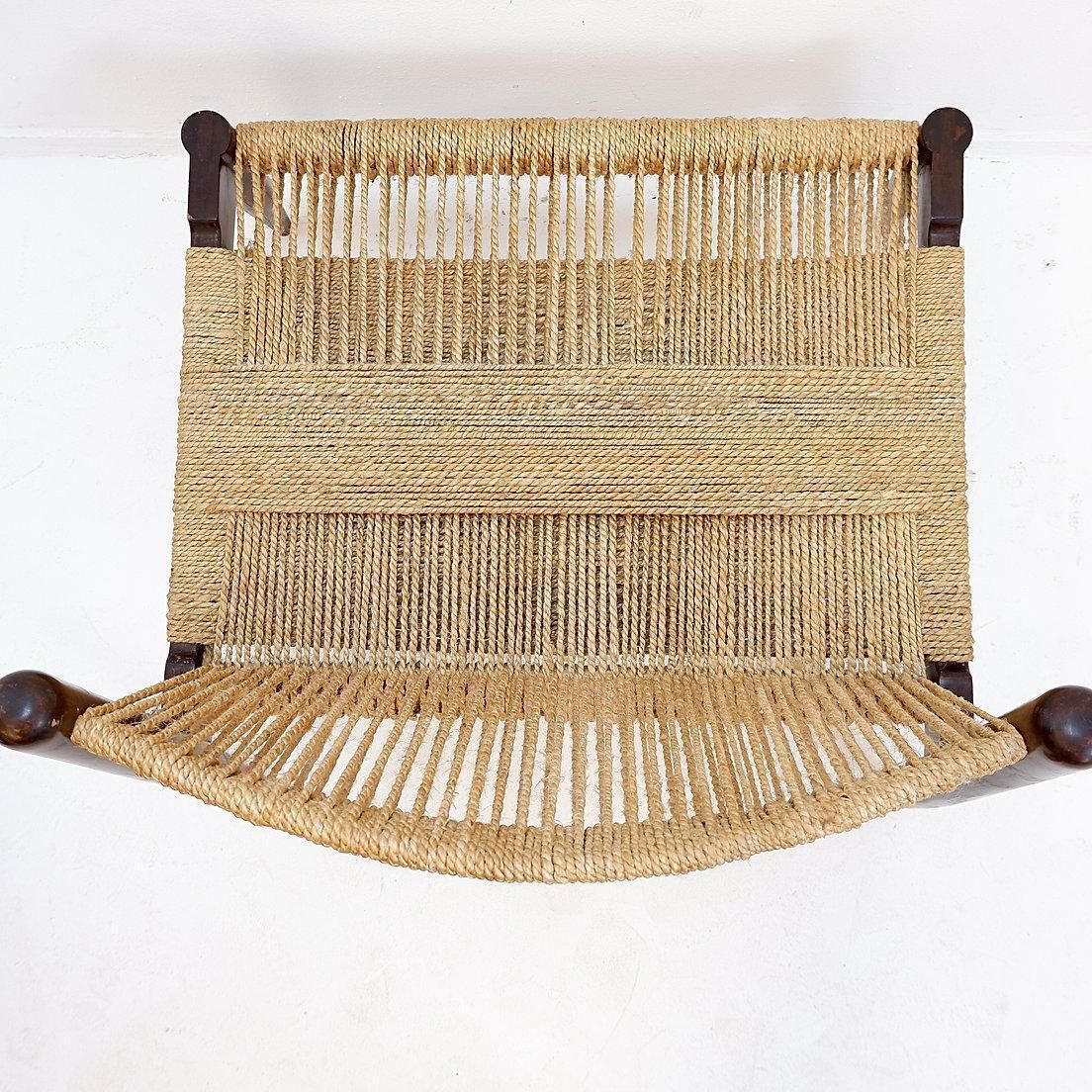 photo furniture Pair Of Jute Rope Weave And Solid Wood Lounge Chairs
