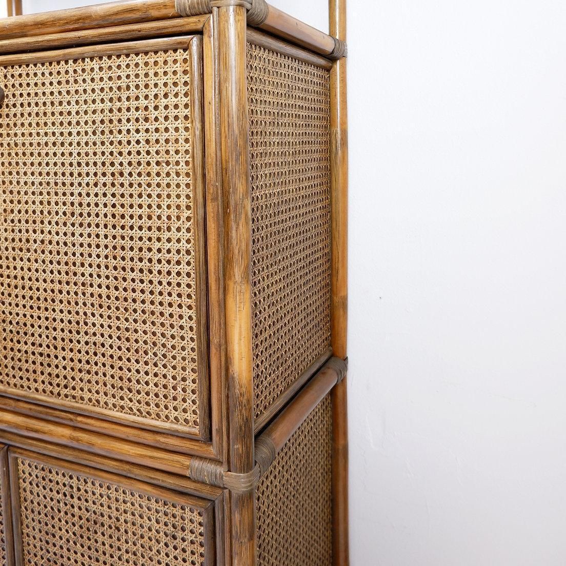 Bamboo And Cane Shelf Bar, Mid Century Modern, Rattan, Vintage, 1970s photo buy