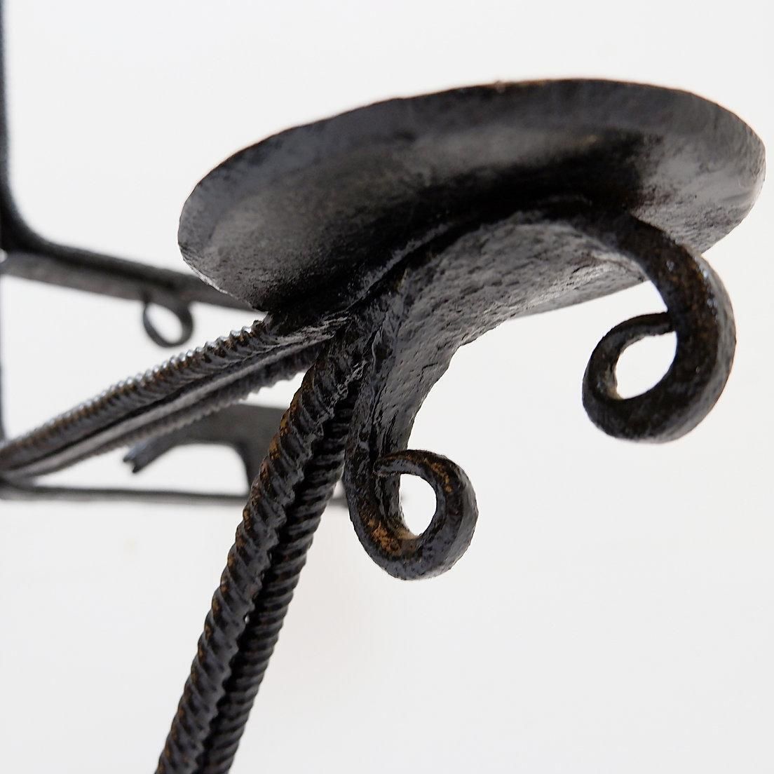 Wrought Iron Candle Holder In The "Atelier De Marolles" Style   France 20th photo for sale