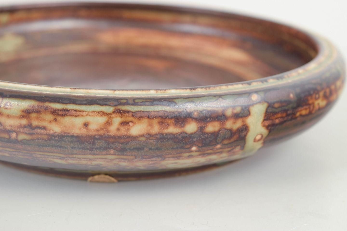 Carl Halier For Royal Copenhagen. Low Stoneware Bowl With Concentric Pattern. photo for sale