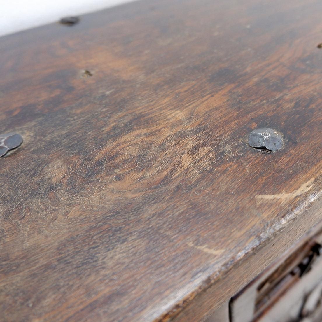 1108.0 Spanish Rustic Buffet, Wood And Iron, 20th Century, 2 Drawers, Spain photo