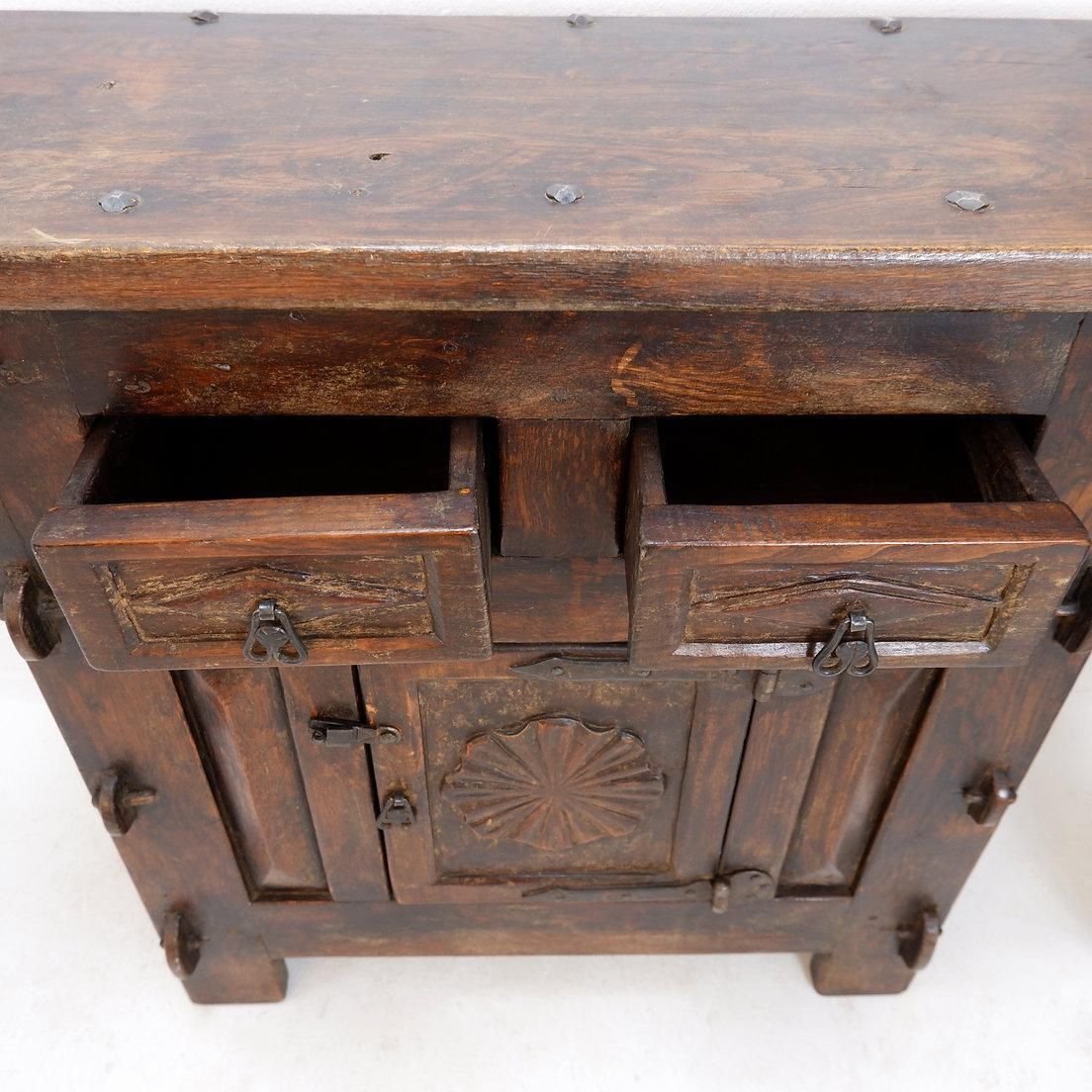 photo vinterior Spanish Rustic Buffet, Wood And Iron, 20th Century, 2 Drawers, Spain