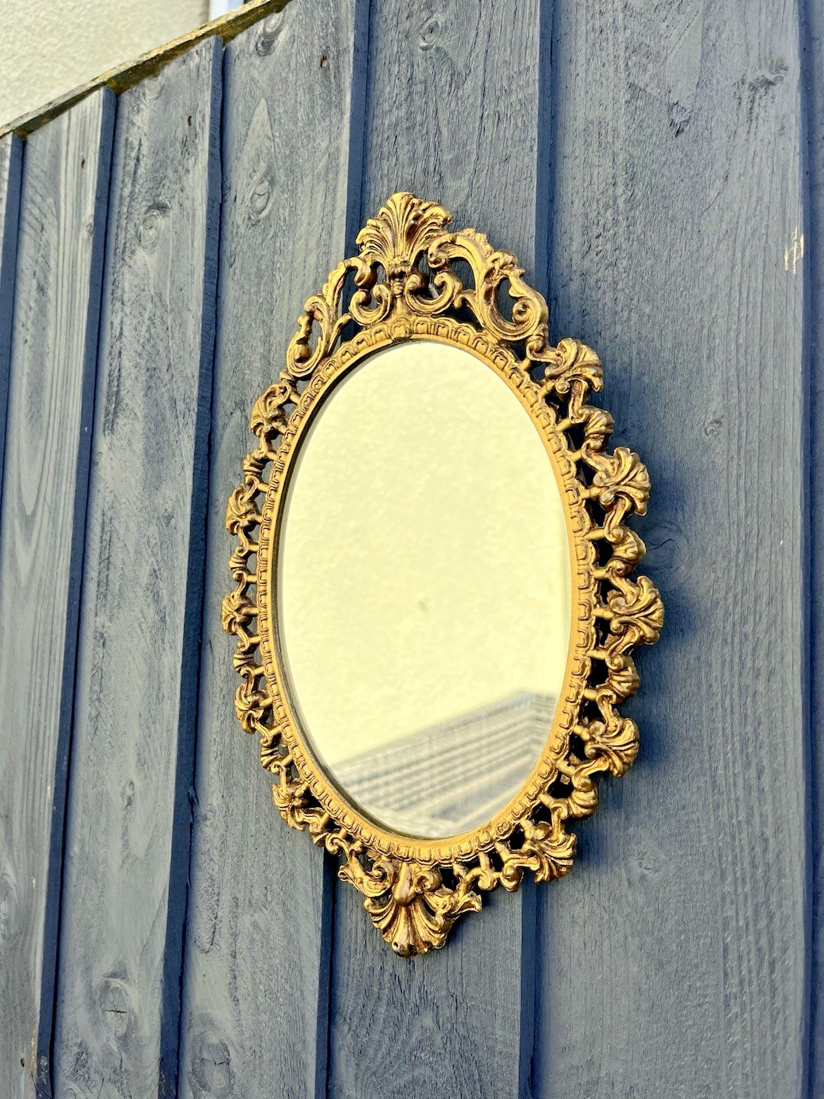 Ornate Vintage Castcraft London Gilt Metal Gold Mirror Regency Rococo Baroque photo buy