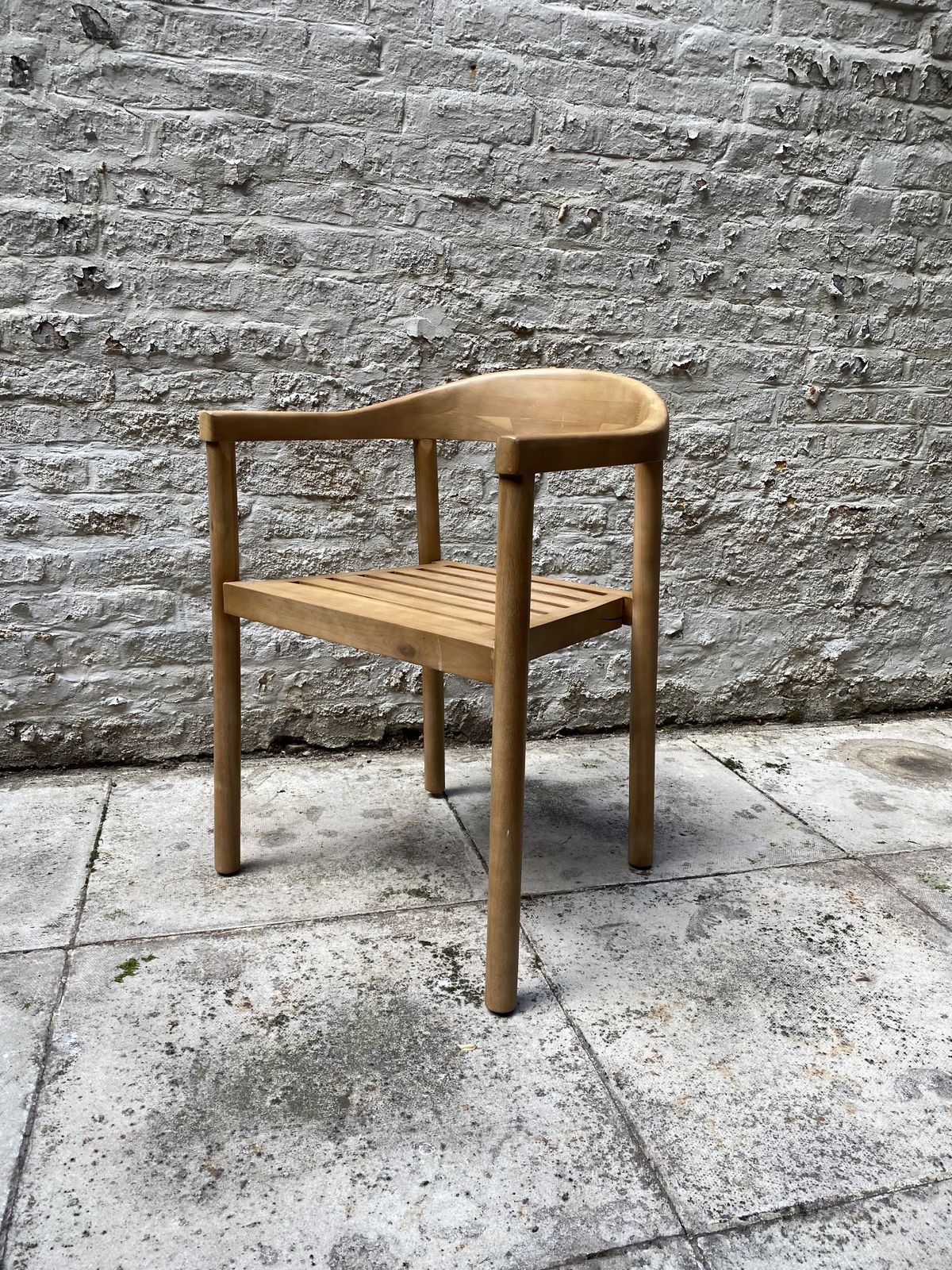 1 X Cox & Cox Wooden Deck Garden Patio Chair Curved Outdoor Dining Rrp £250 photo vinterior