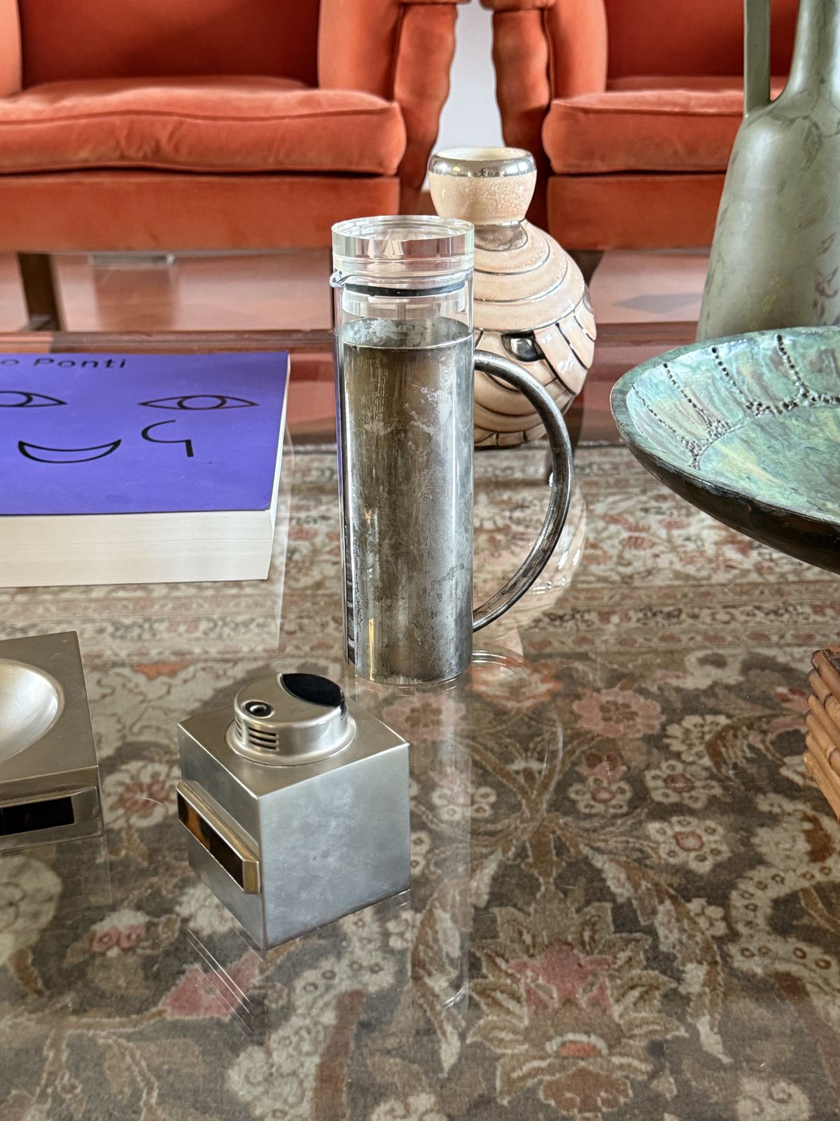 photo vintage Modern Silverplated And Glass Cruet Mod. Oilvine, Lino Sabattini Italy 1970s