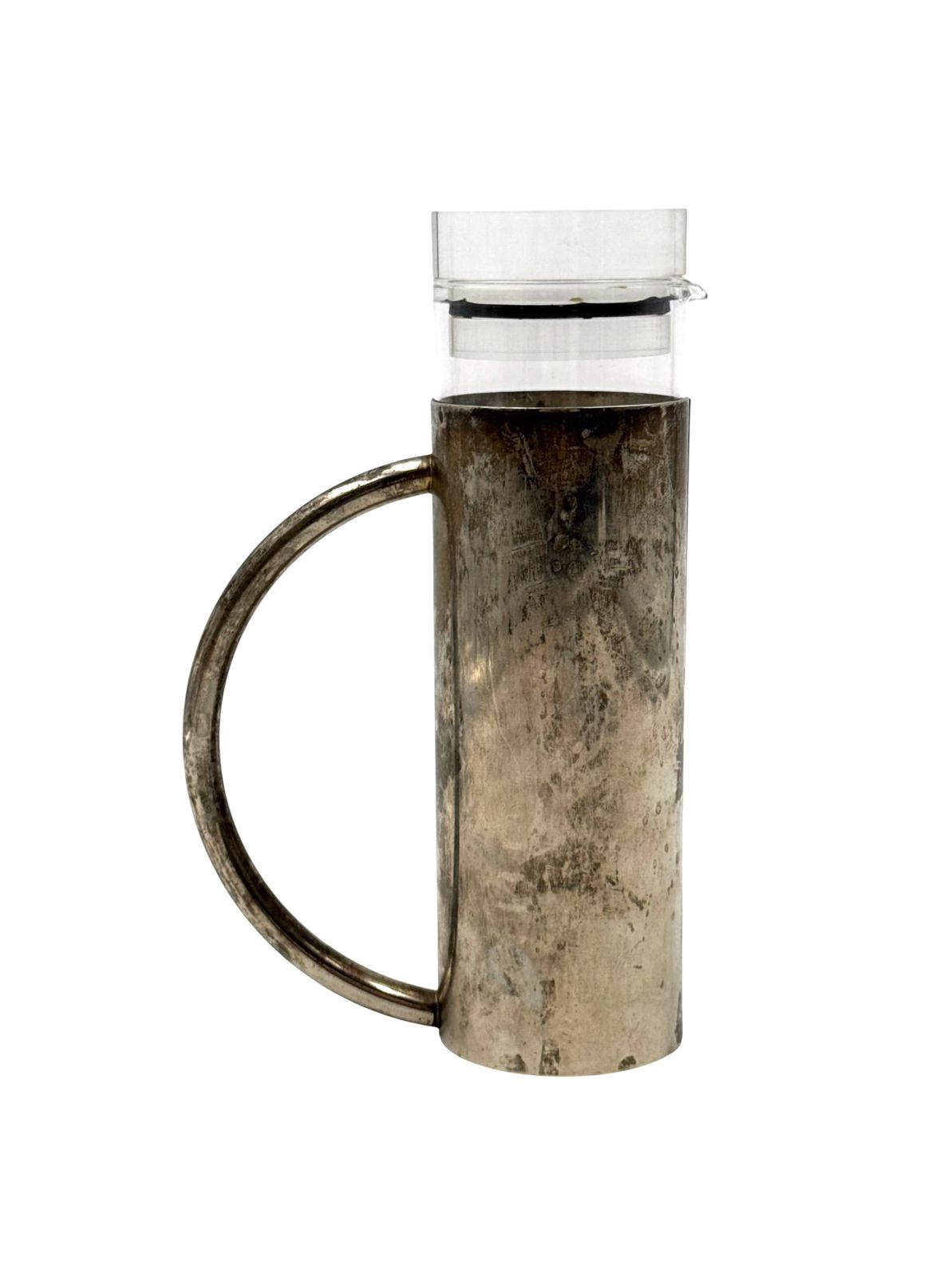 Modern Silverplated And Glass Cruet Mod. Oilvine, Lino Sabattini Italy 1970s