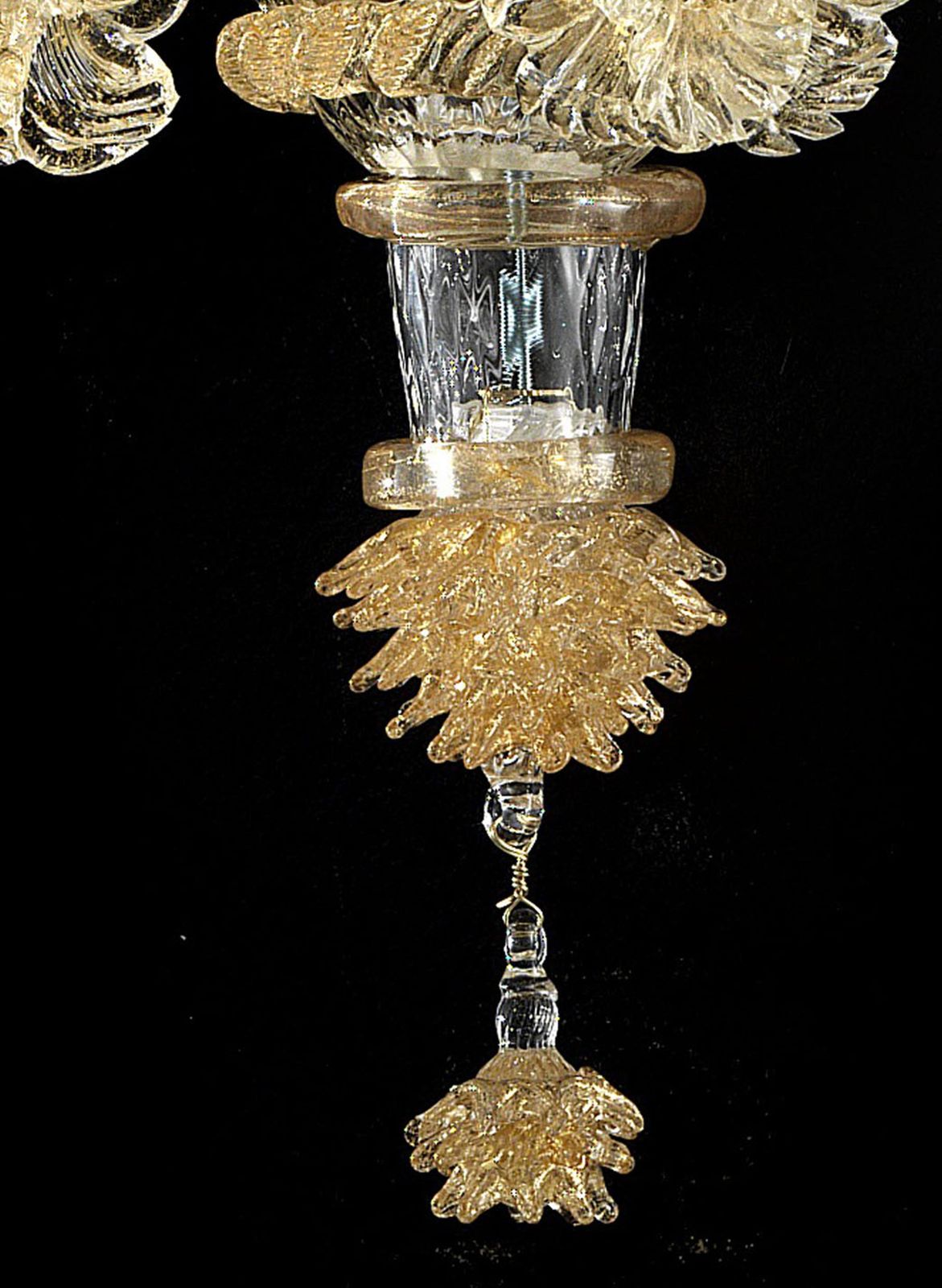Luxury Italian "Ca' Rezzonico" With Gold Flowers And Leaves Murano Glass photo buy
