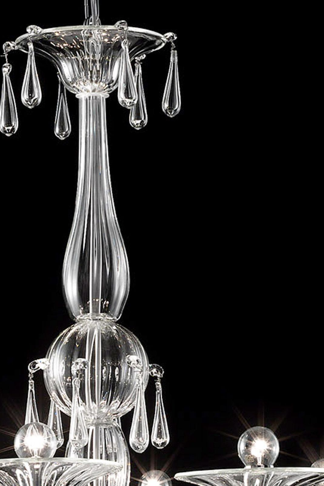 Elegant Transparent Venetian Murano Glass Chandelier photo Lighting