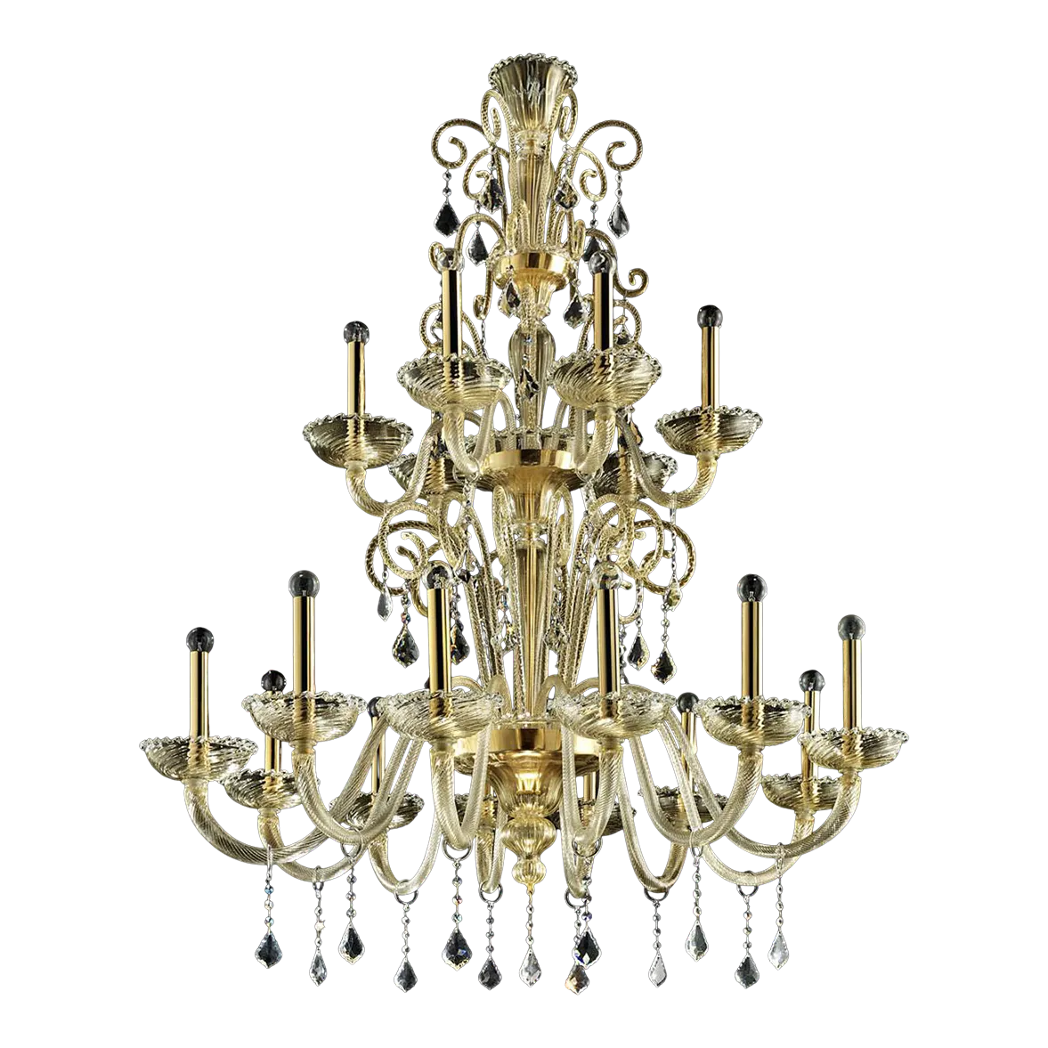 Imperial Gold "Curls" Murano Glass Venetian Chandelier