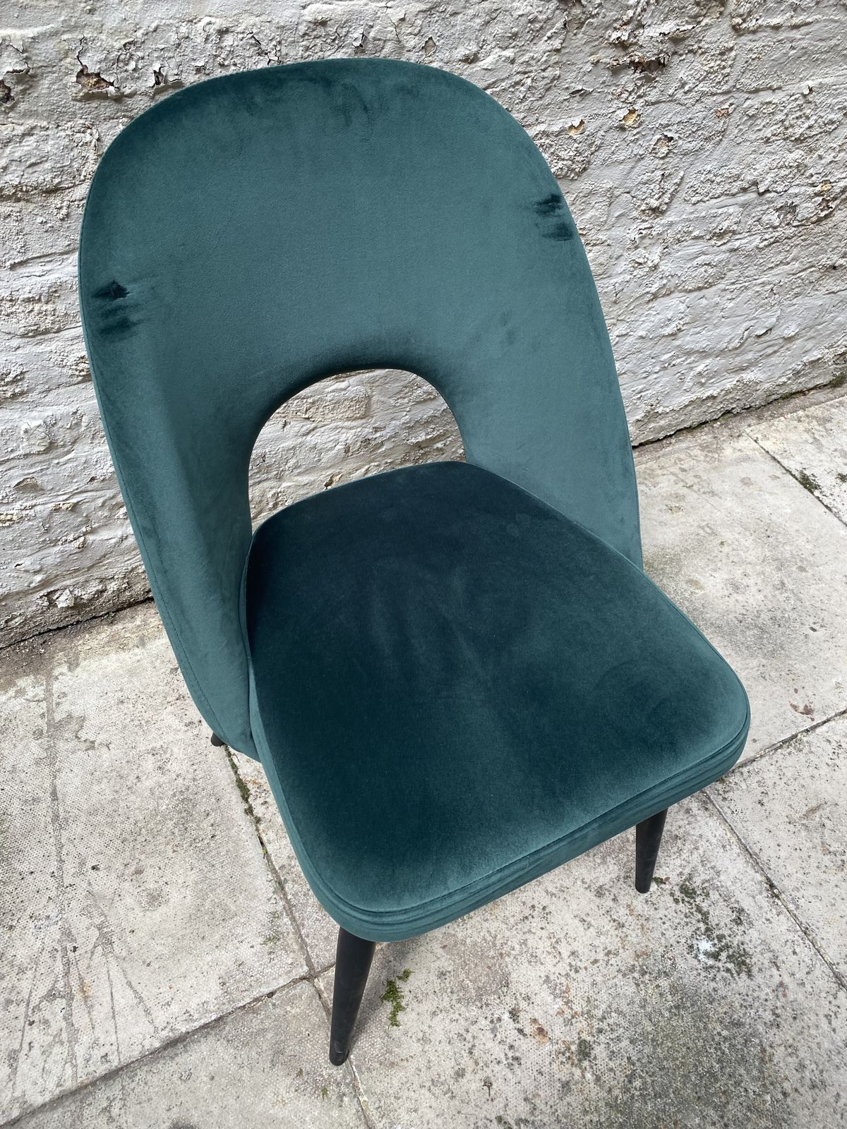 1x Teal Blue Velvet Kitchen Dining Modern Chair With Metal Legs Rrp 150 photo furniture