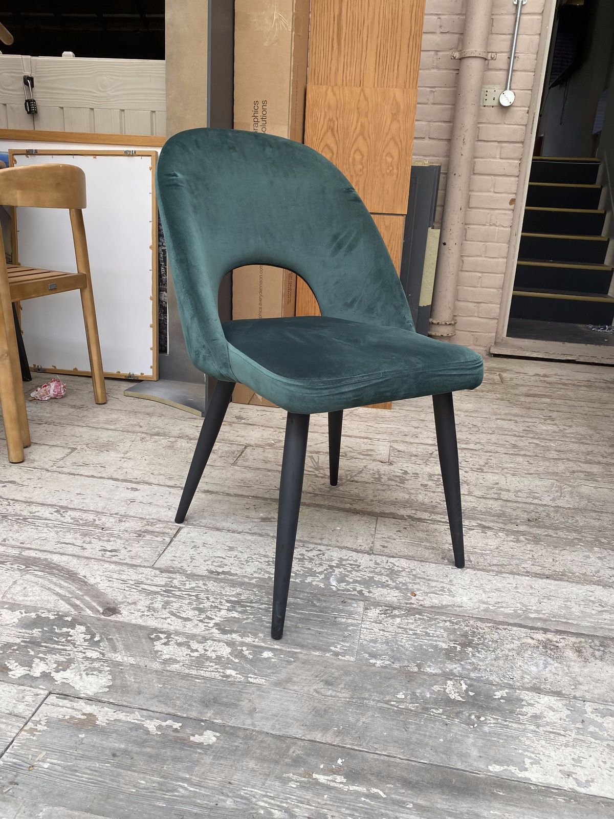 180.0 2x Teal Blue Velvet Kitchen Dining Modern Chairs With Metal Legs Rrp 300 photo