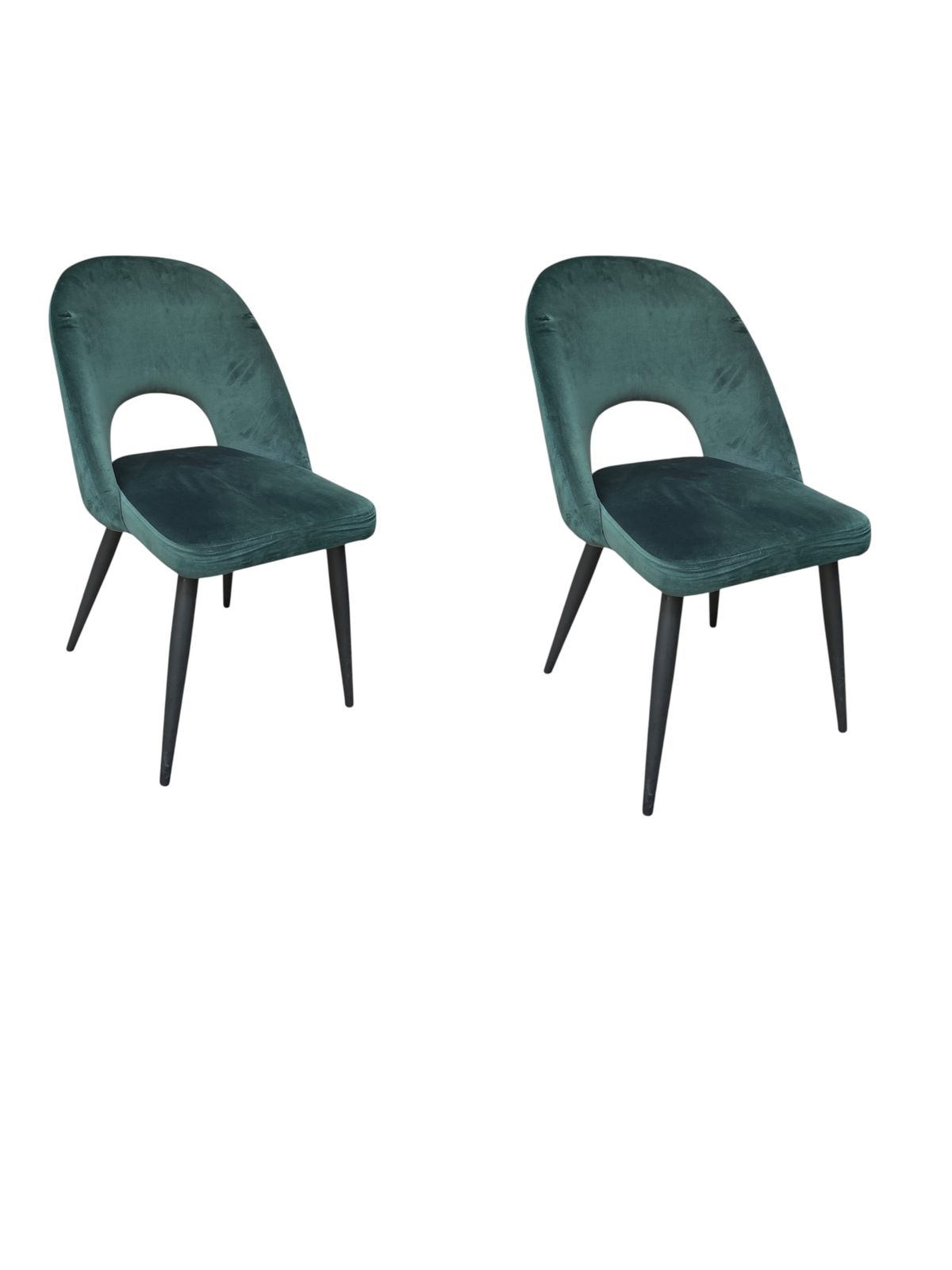 2x Teal Blue Velvet Kitchen Dining Modern Chairs With Metal Legs Rrp 300