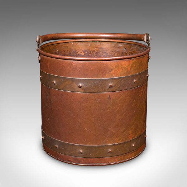 Antique Waste Paper Basket, English, Copper, Study, Office, Cornish, Edwardian photo furniture