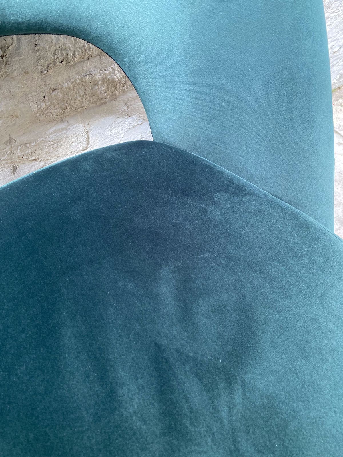 photo furniture 4x Teal Blue Velvet Kitchen Dining Modern Chair With Metal Legs Rrp 600