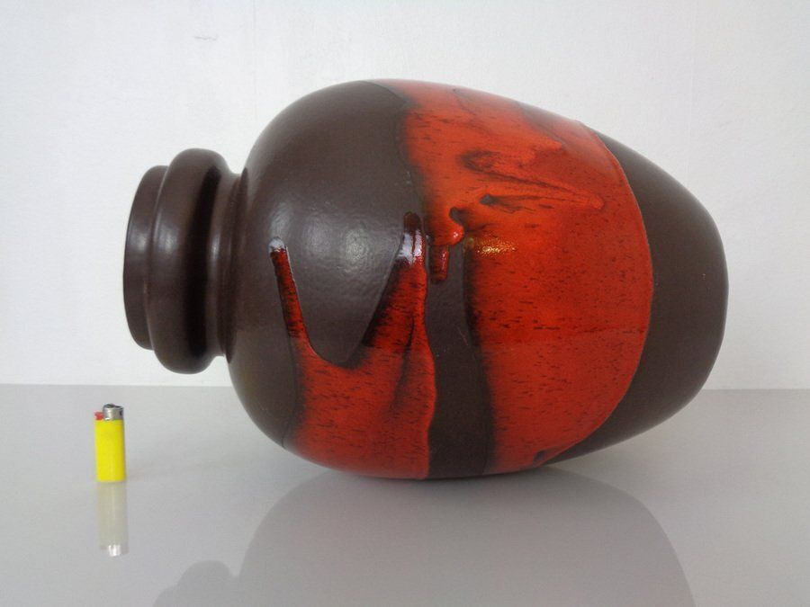 photo vintage Large Pop Art Model 286 42 Vase In Glazed Lava Ceramic From Scheurich, Germany, 1970s