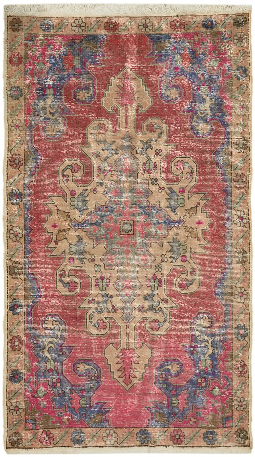 Tapis anatolien vintage rose, fait main, 140 cm x 236 cm