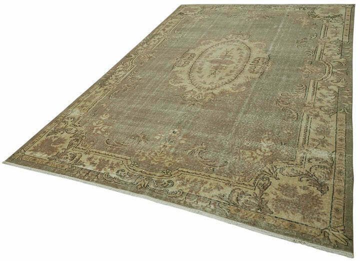 Tapis d'area vintage turc fait main, beige, 326 cm x 214 cm photo for sale