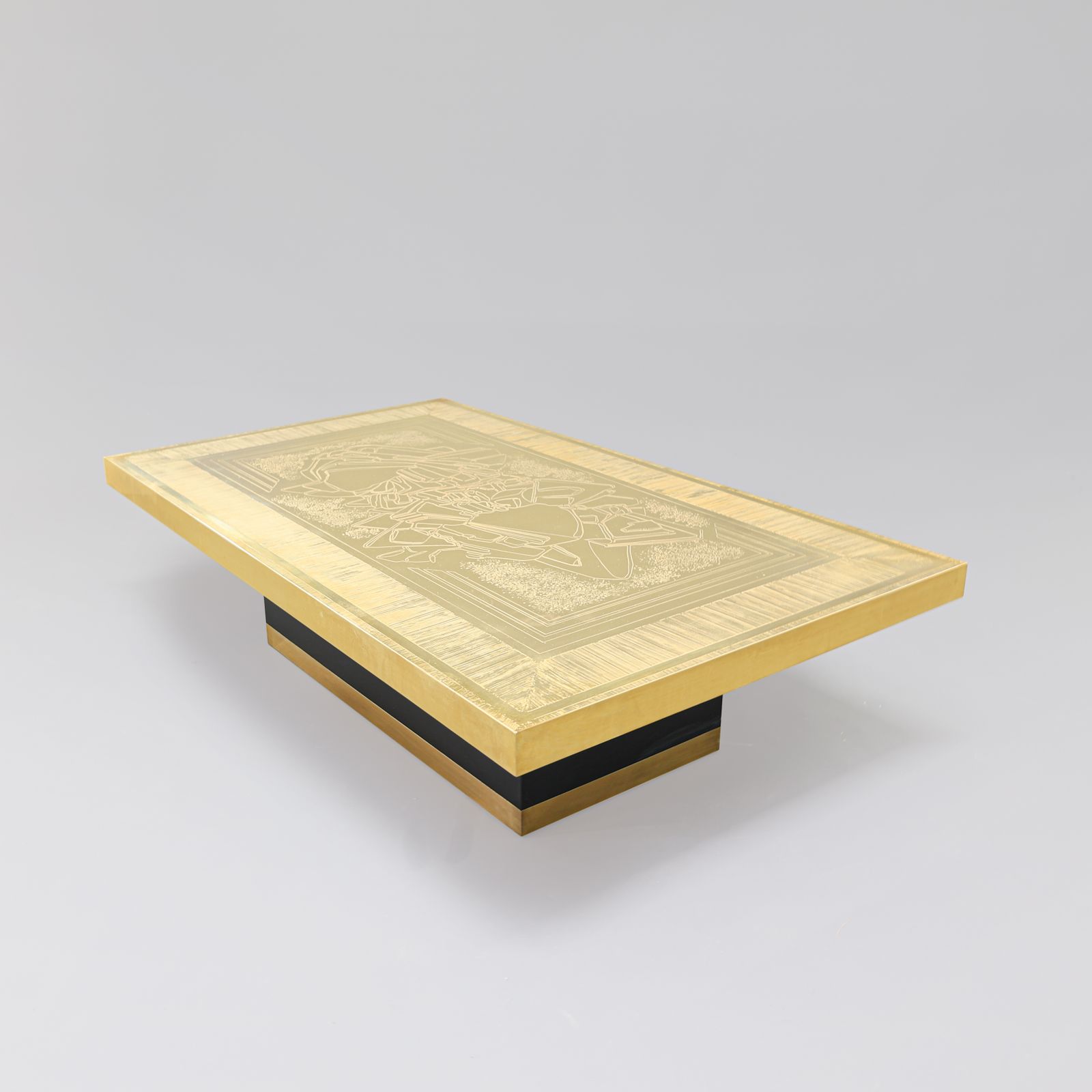 Brass Etched Coffee Table By Lova Creation, Belgium, 1980s.