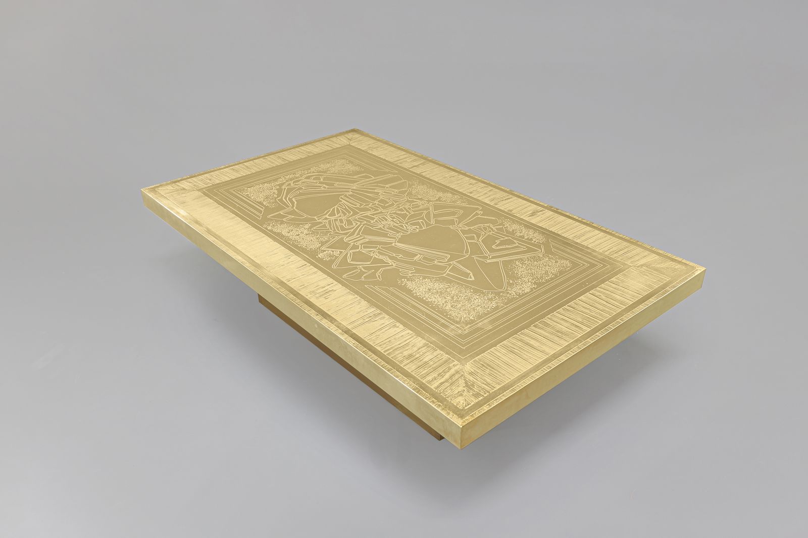 photo furniture Brass Etched Coffee Table By Lova Creation, Belgium, 1980s.