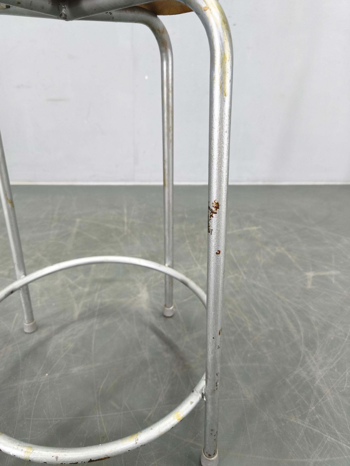 1950s German Industrial Stool With Plywood Seat photo vinterior