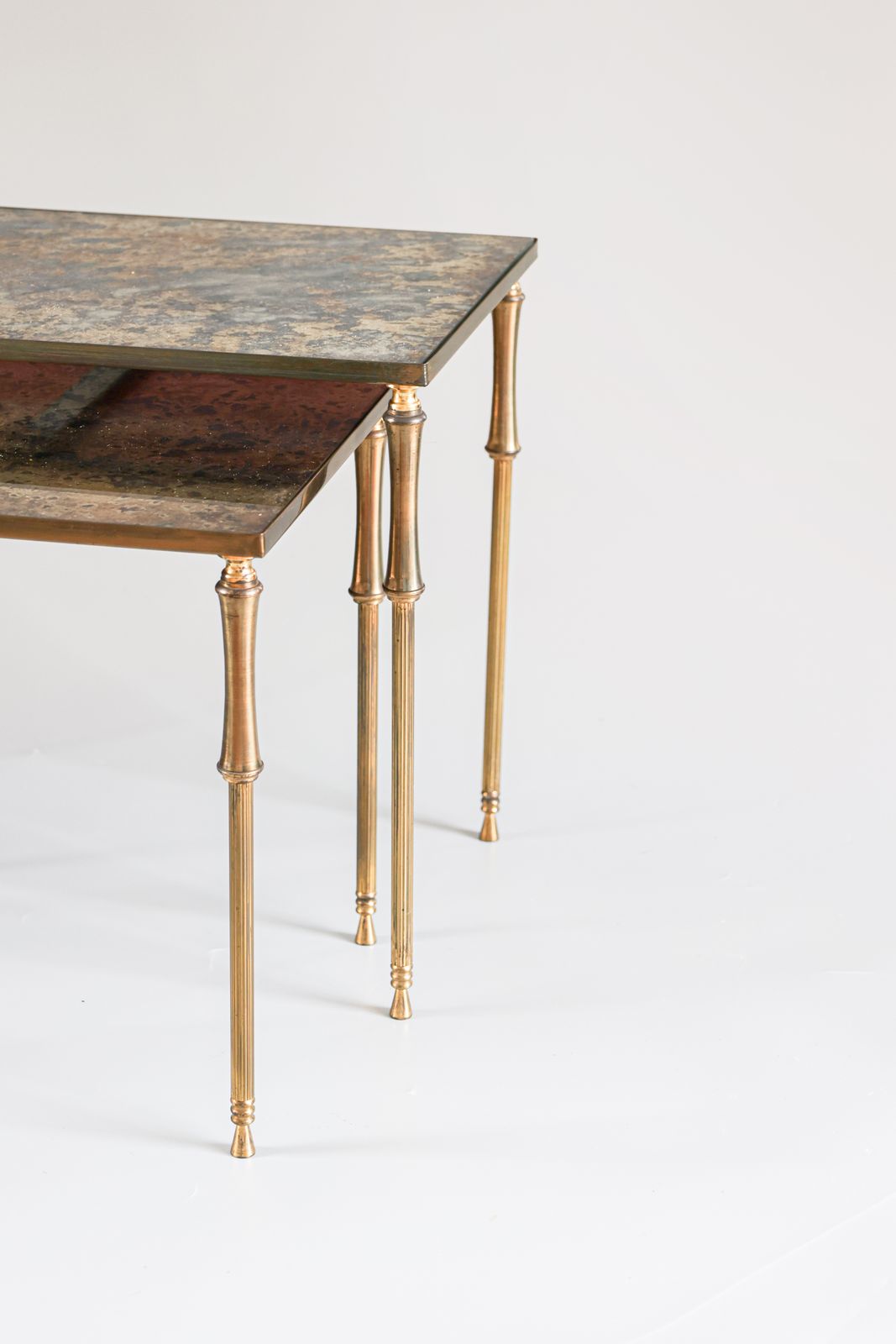 Eglomise Glass Nesting Tables In Neoclassical Style, Belgium, 1960s. photo 430.0