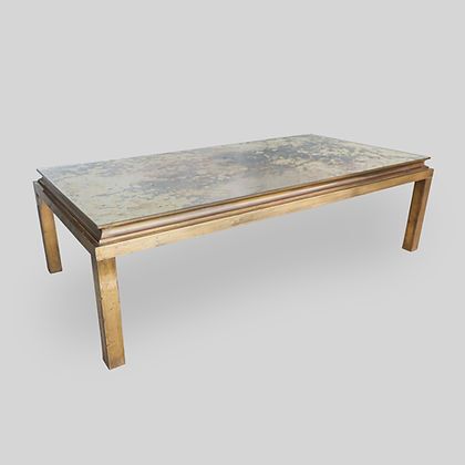 Vintage Franse églomisé glazen salontafel, jaren 1960